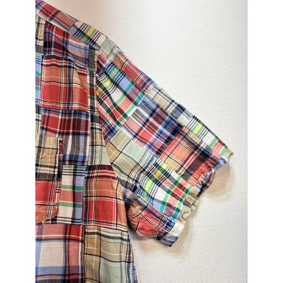 Lands' End Mens Button Down Shirt Summer Size XL Multi Patchwork Traditional Fit - Picture 8 of 13